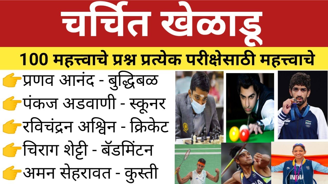 चर्चित खेळाडू महत्त्वाचे प्रश्न | Sports Current Affairs Questions | Current affairs questions 2024