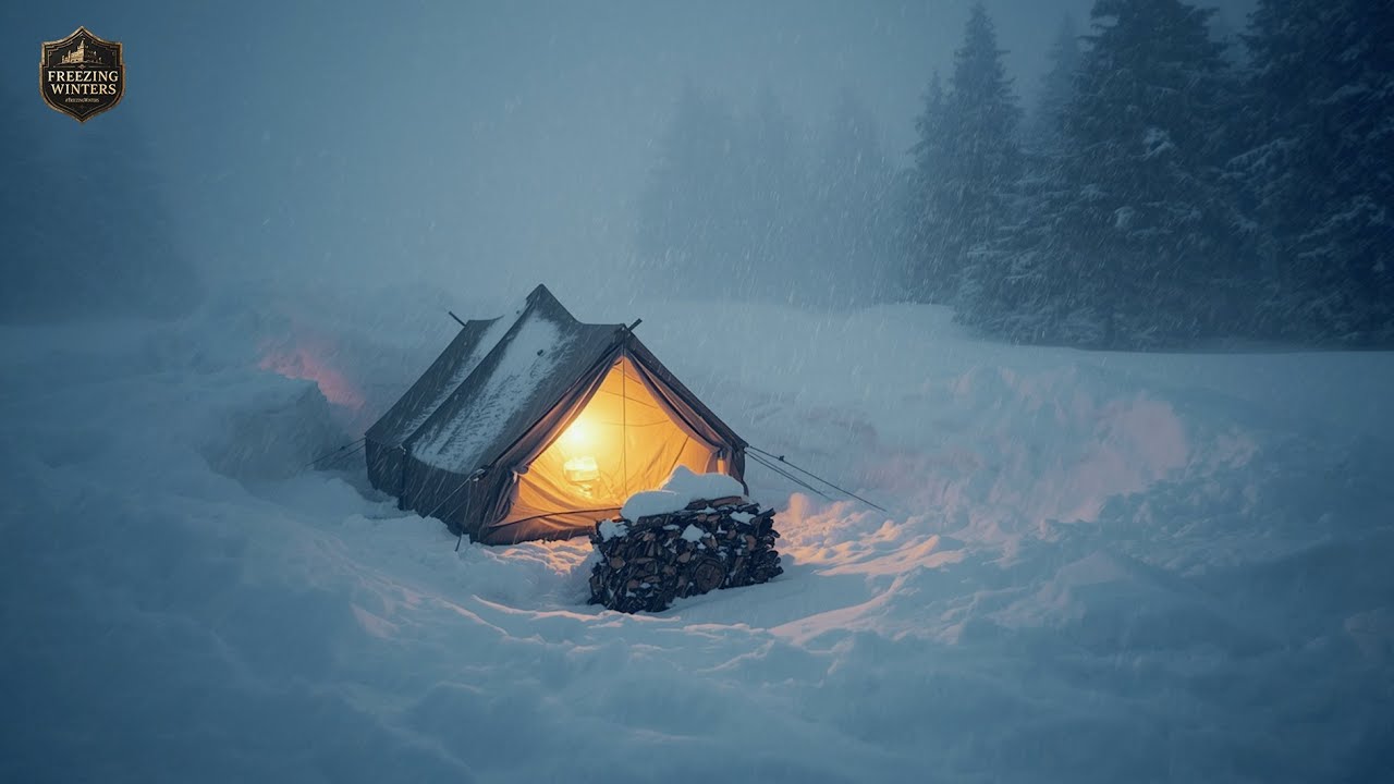 Winter Tent Camping SURVIVAL ┇ Powerful Snowstorm Sounds for Sleep & Stress Reduction