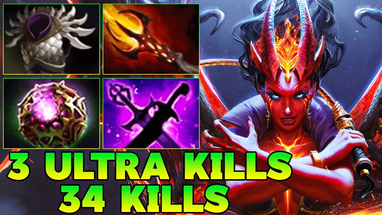 3x Ultra Kills + 34 Kills QOP Dota 2 Mid Lane Beast Best Queen Of Pain Dota 2 Gameplay Build 7.39