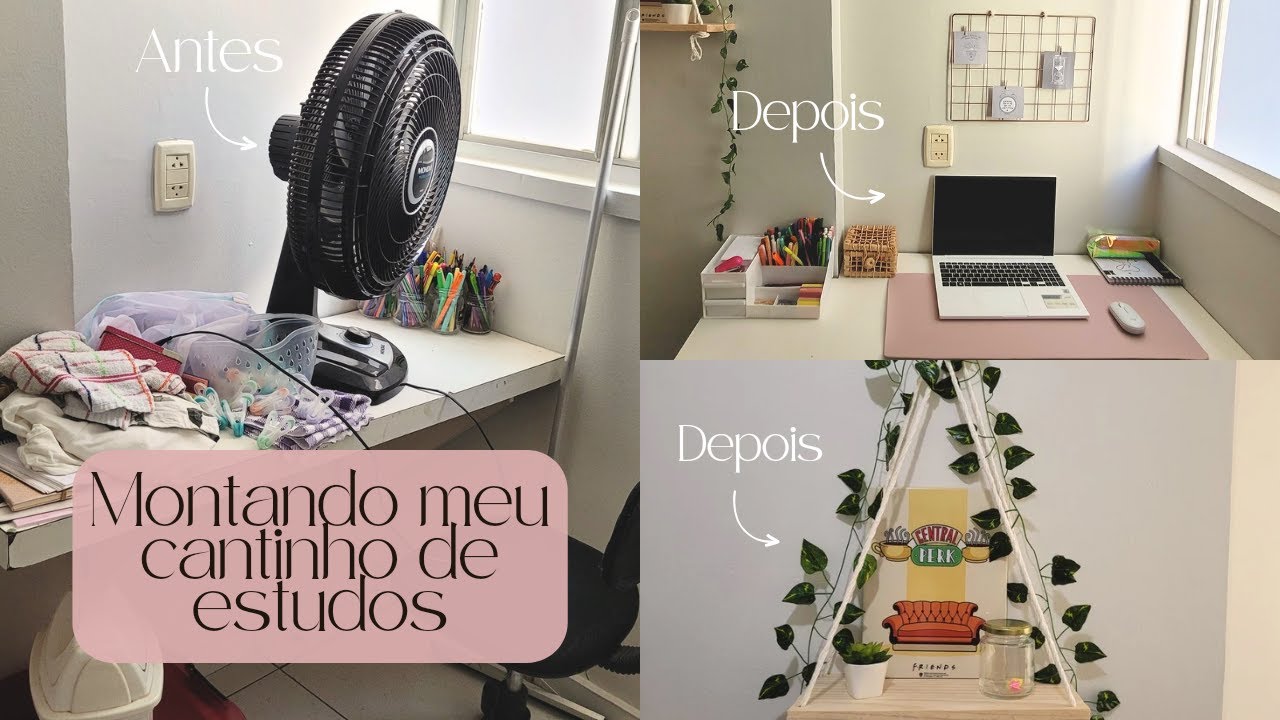 DECORANDO MEU CANTINHO DE ESTUDOS | Antes e Depois | Decoração