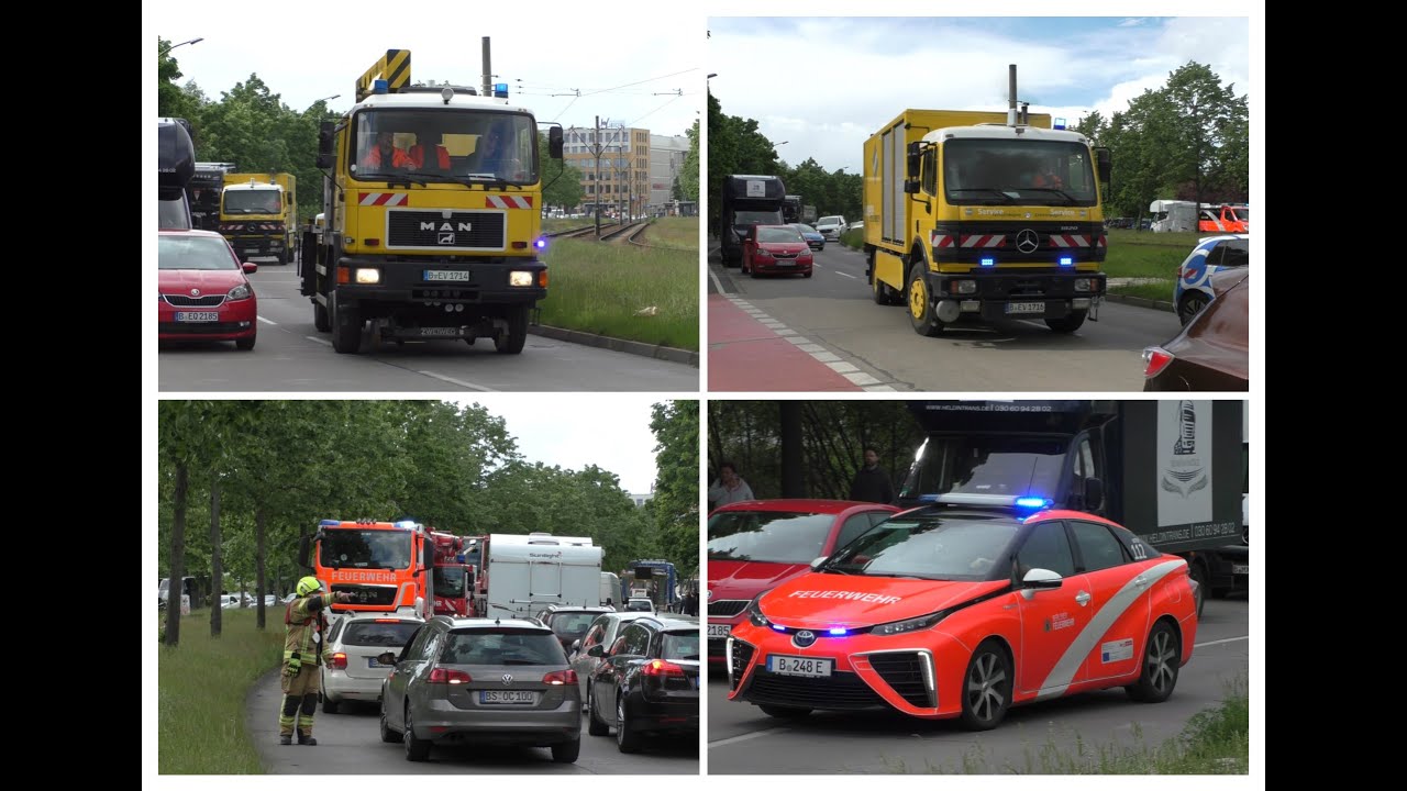 [BVG mit Pressluft/Verkehrschaos] Einsatzfahrten zum VU mit Straßenbahn der BVG