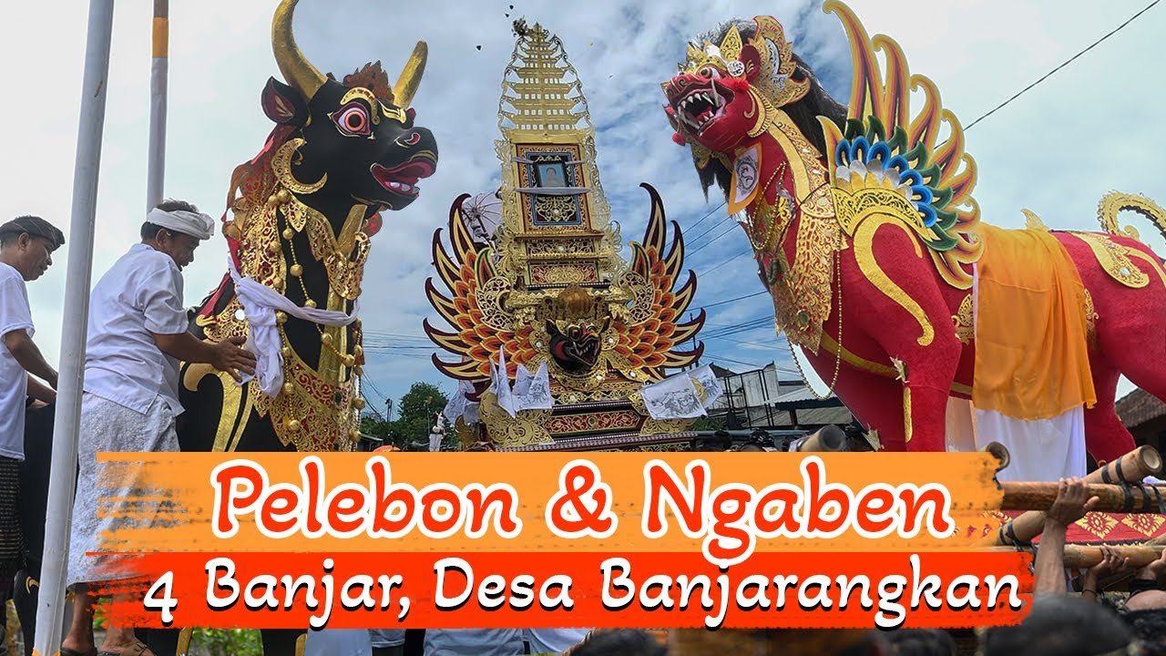 Bade, Lembu dan Singa Nyujur Setra Desa Adat Banjarangkan saat Pelebon/Ngaben di Banjarangkan