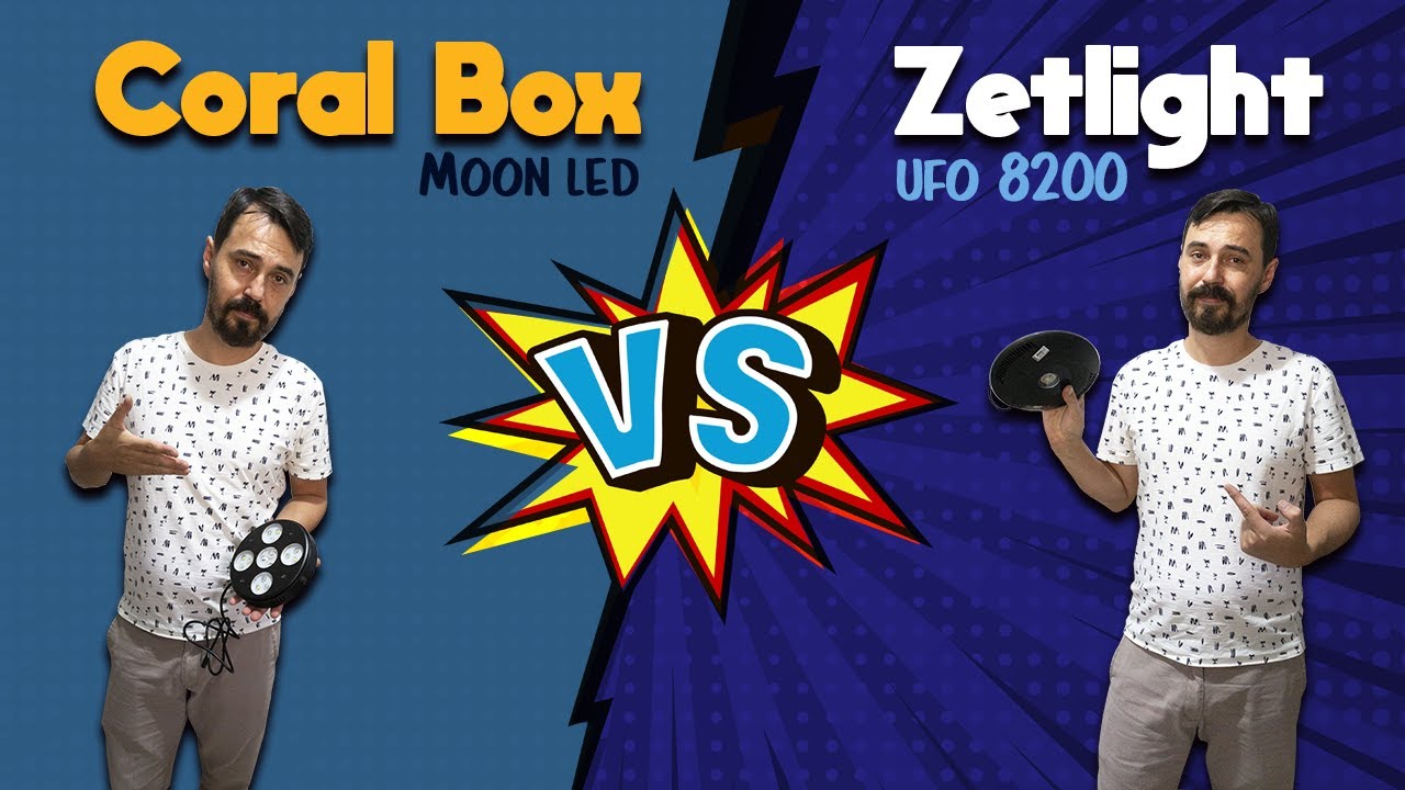 Zetlight Ufo 8200 x Coral Box Moon Led - Comparativo entre luminárias para reefs