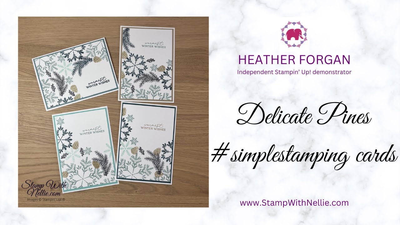 Простые рождественские открытки с набором штампов «Нежные сосны» от Stampin' Up!