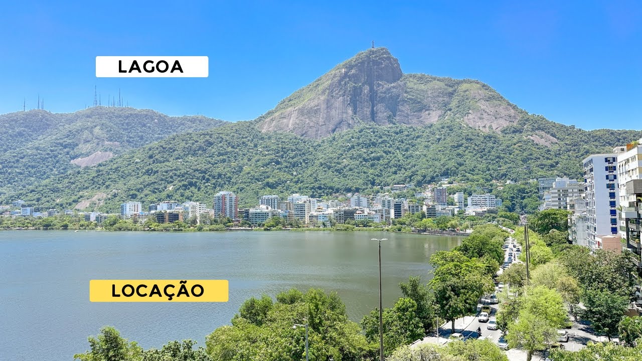 Lagoa, Apartamento moderno com 3 suítes e vista panorâmica da Lagoa e Cristo Redentor para locação.
