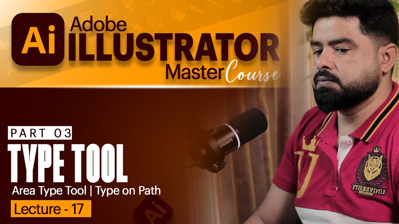 Area Type Tool - Type on Path in Adobe Illustrator in Urdu Hindi