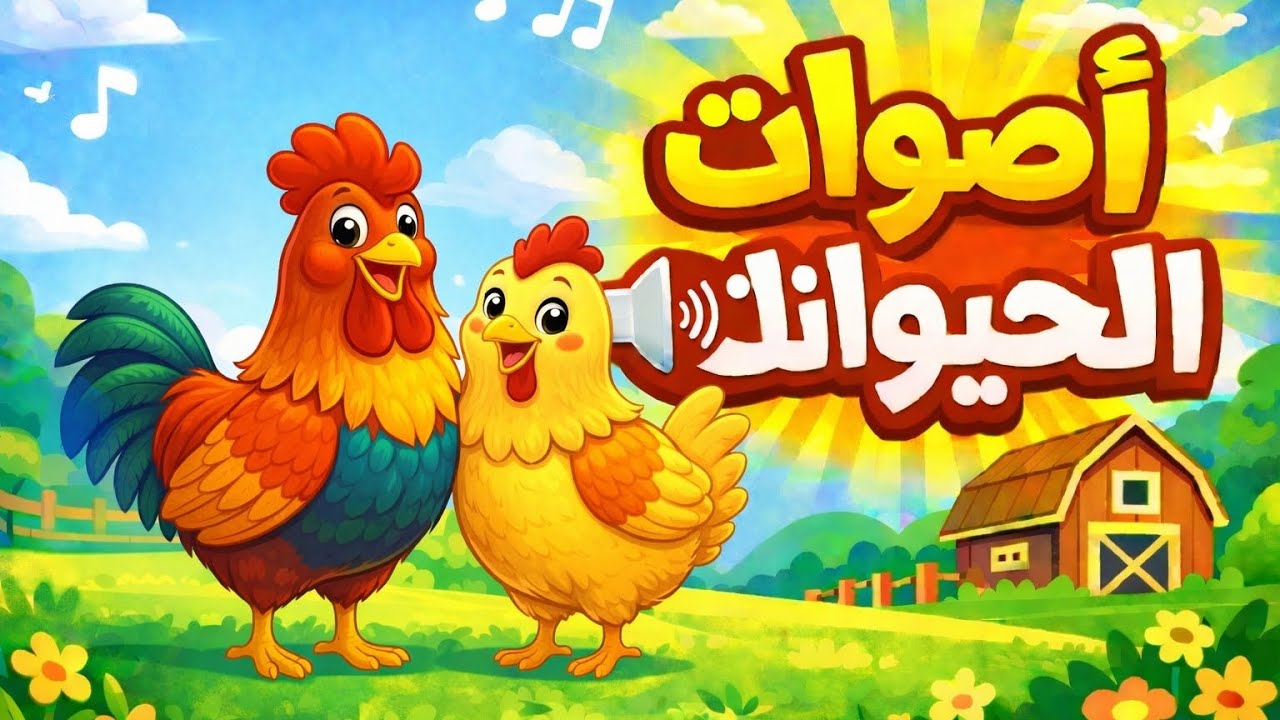 سلسلة تعلم اشكال واصوات الحيوانات ،صوت  الديك والدجاجة 