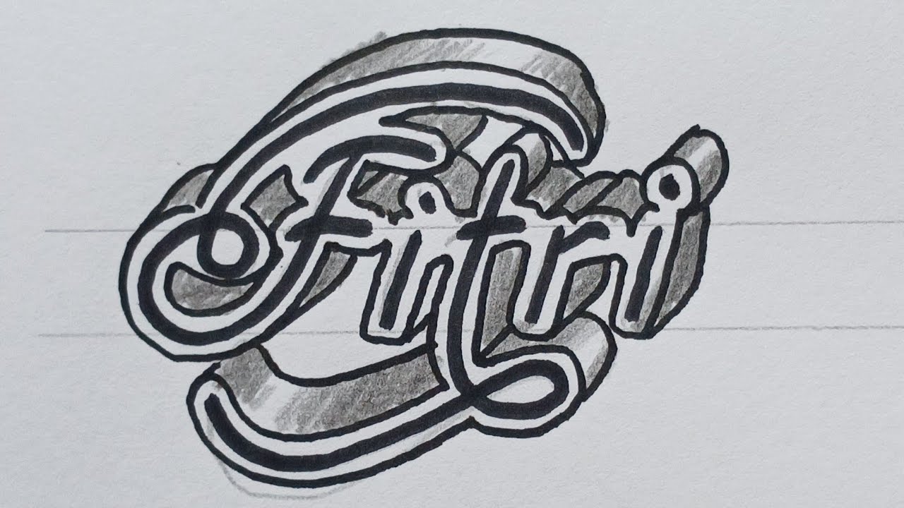 3d Drawing Calligraphy Name For Beginners / How To Draw Art On Paper Step By Step 33