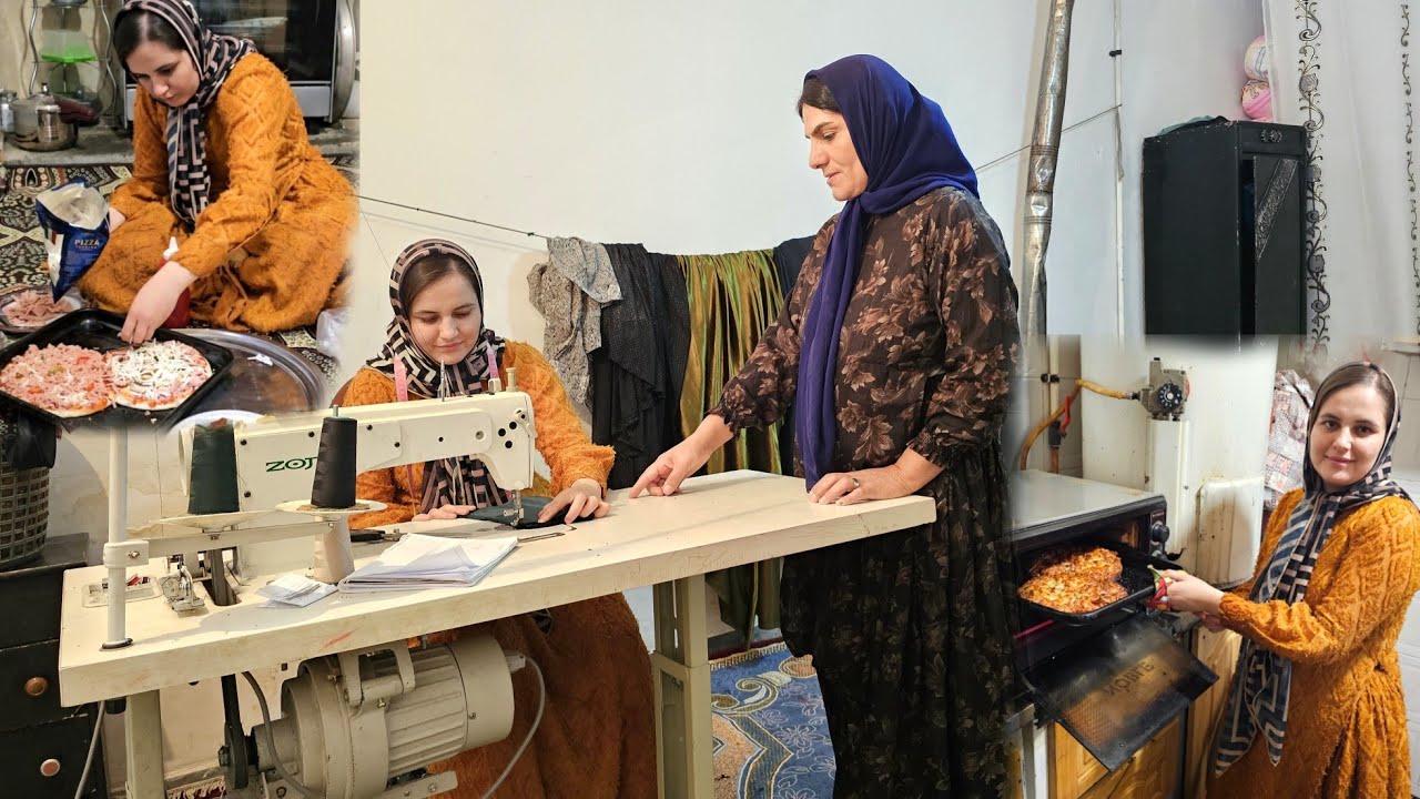 The tailor's kind hand next to Maryam; a smile and homemade pizza
