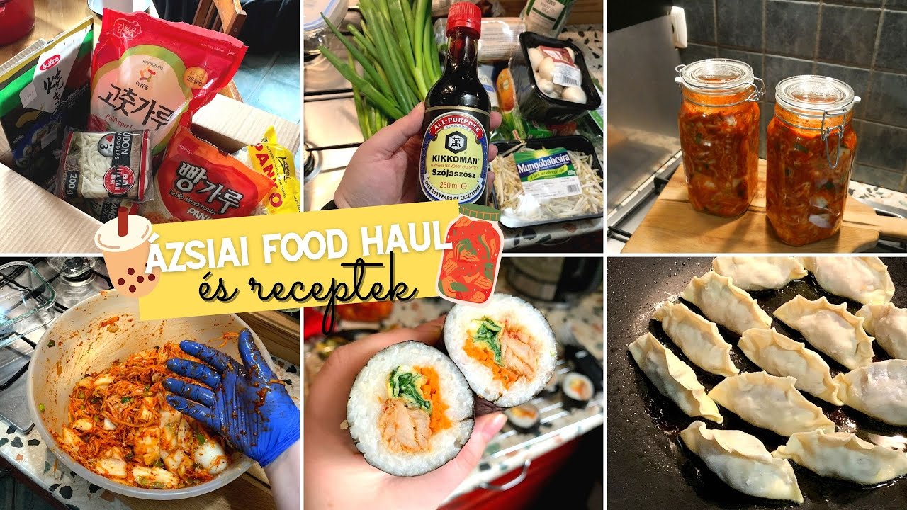 Ázsiai FOOD HAUL + kedvenc receptek - kimchi + boba tea + mandu tésztabatyu + bulgogi + kimbap!