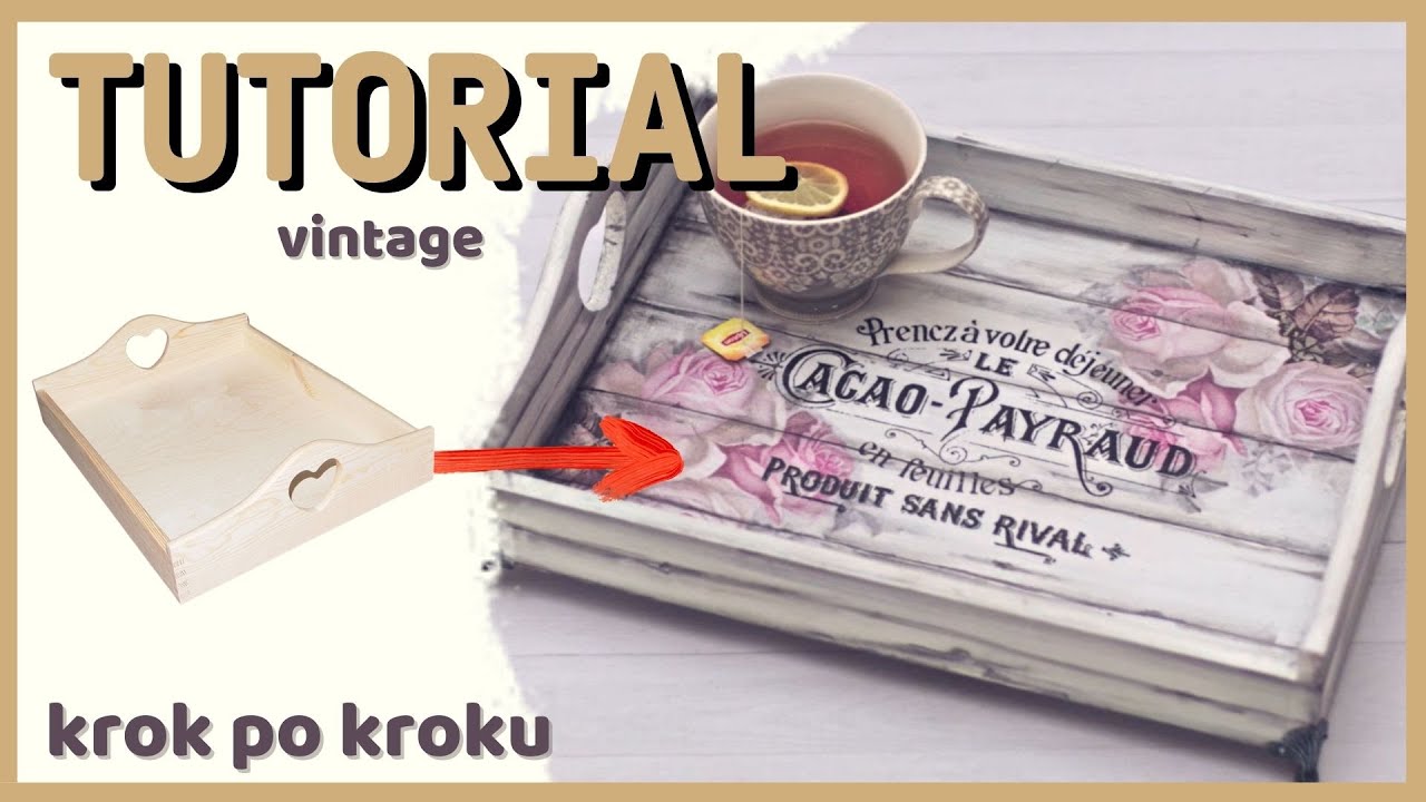 Decoupage taca vintage z deseczkami - DIY  tutorial