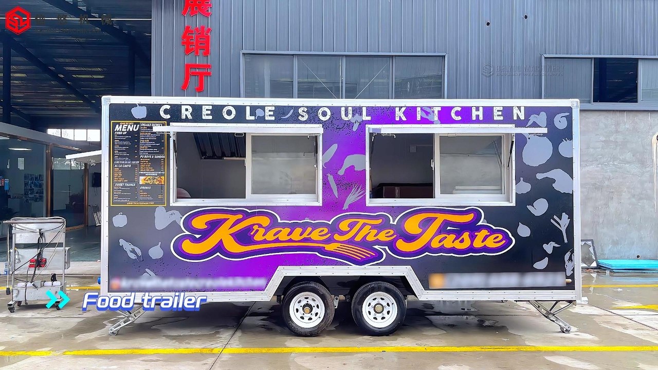 13FT Full Sticker Double Windows Square Food Trailer