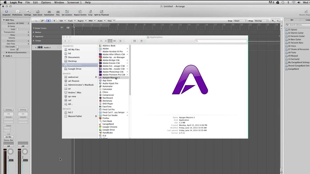 Apogee ONE - How to begin Recording in Logic 9