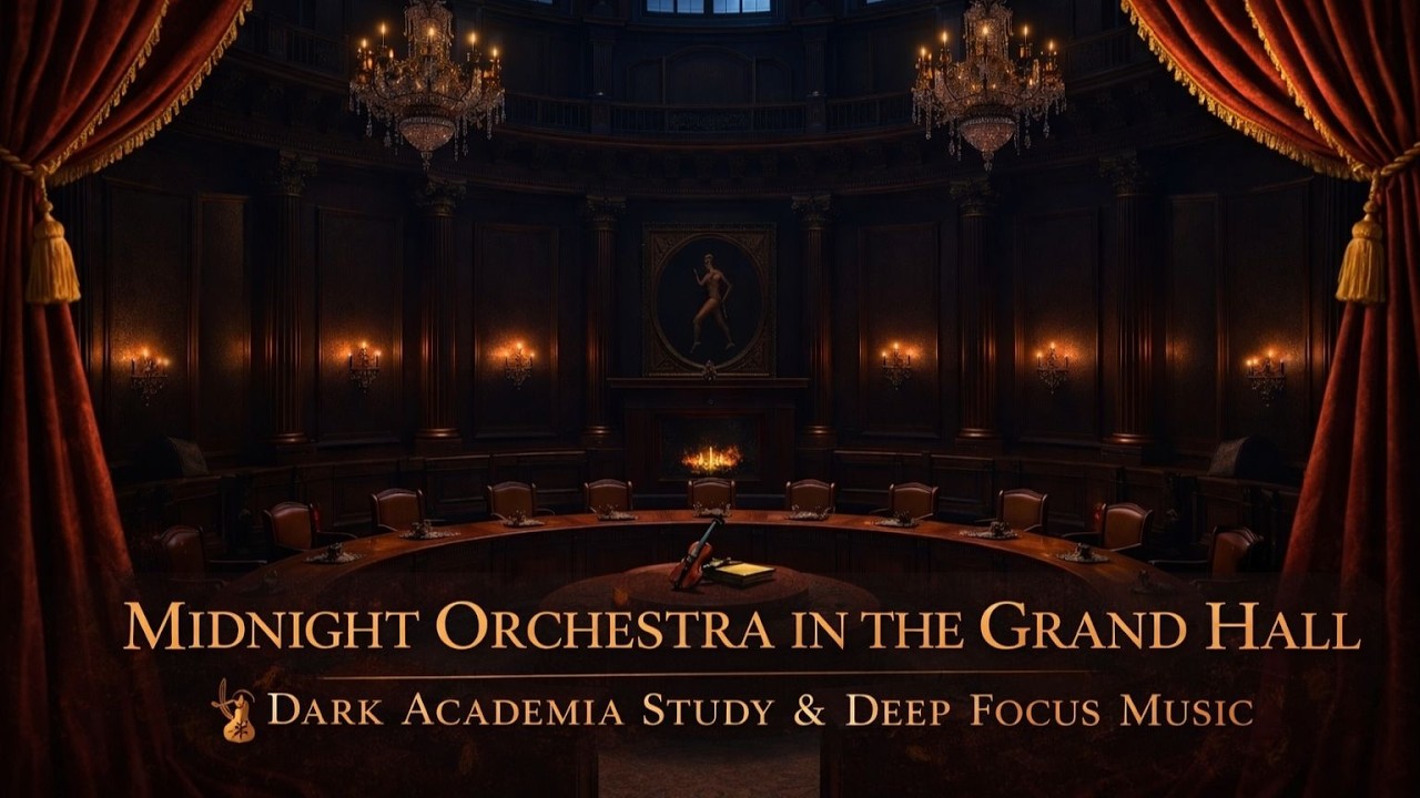 Midnight Orchestra in the Grand Hall 🎻 Dark Academia Study & Deep Focus Music