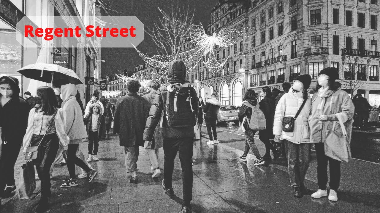 Busy Regent Street Shopping Scene on Boxing Day | London 2021 4K Tour | Christmas Lights