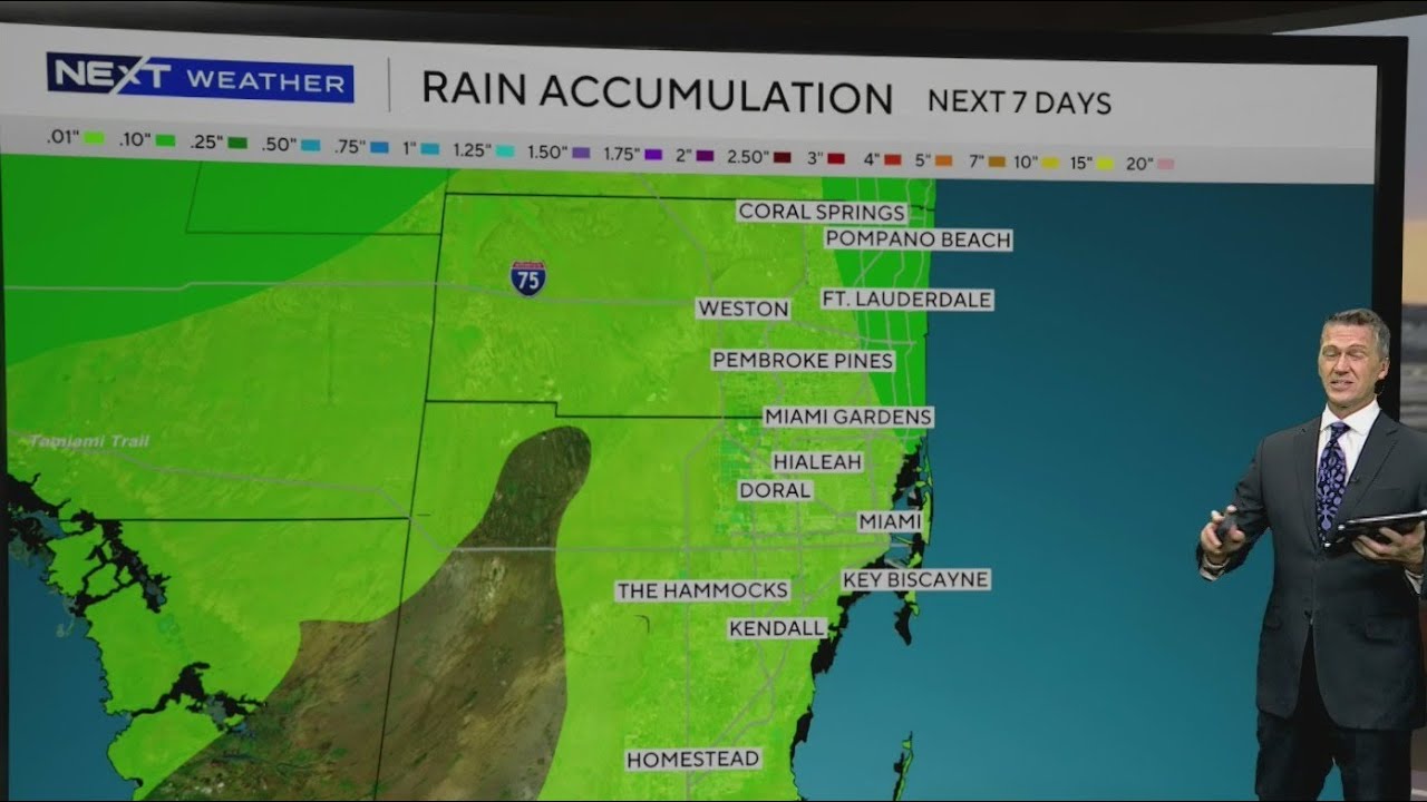Rain chances continue to be low as temperatures in South Florida hit 80
