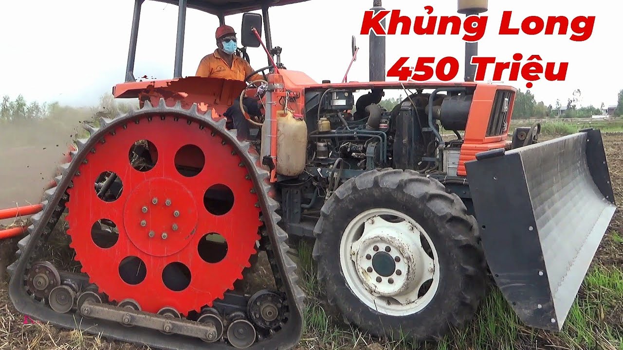 Tốn 75 Triệu.Máy Cày Chế Gắn Bánh Máy Cắt KOBOTA 105.Khủng Nhất Miền Tây