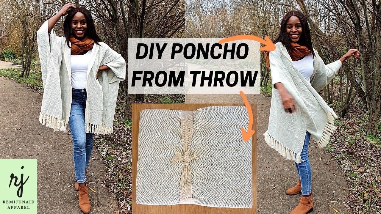 DIY PONCHO || HOW TO MAKE A PONCHO|| I made this poncho from a throw