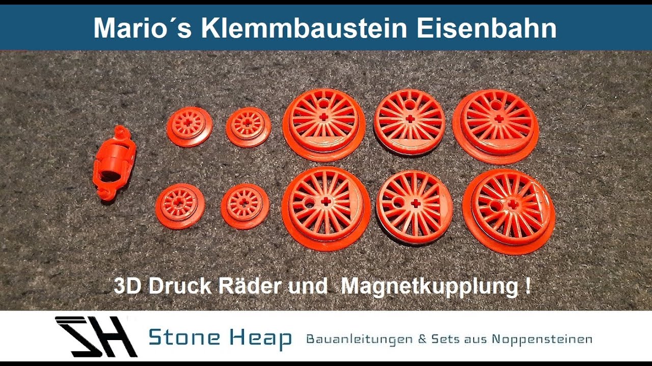 Stone-Heap 3D Druck Räder und Magnetkupplung! / Mario´s Klemmbaustein Eisenbahn