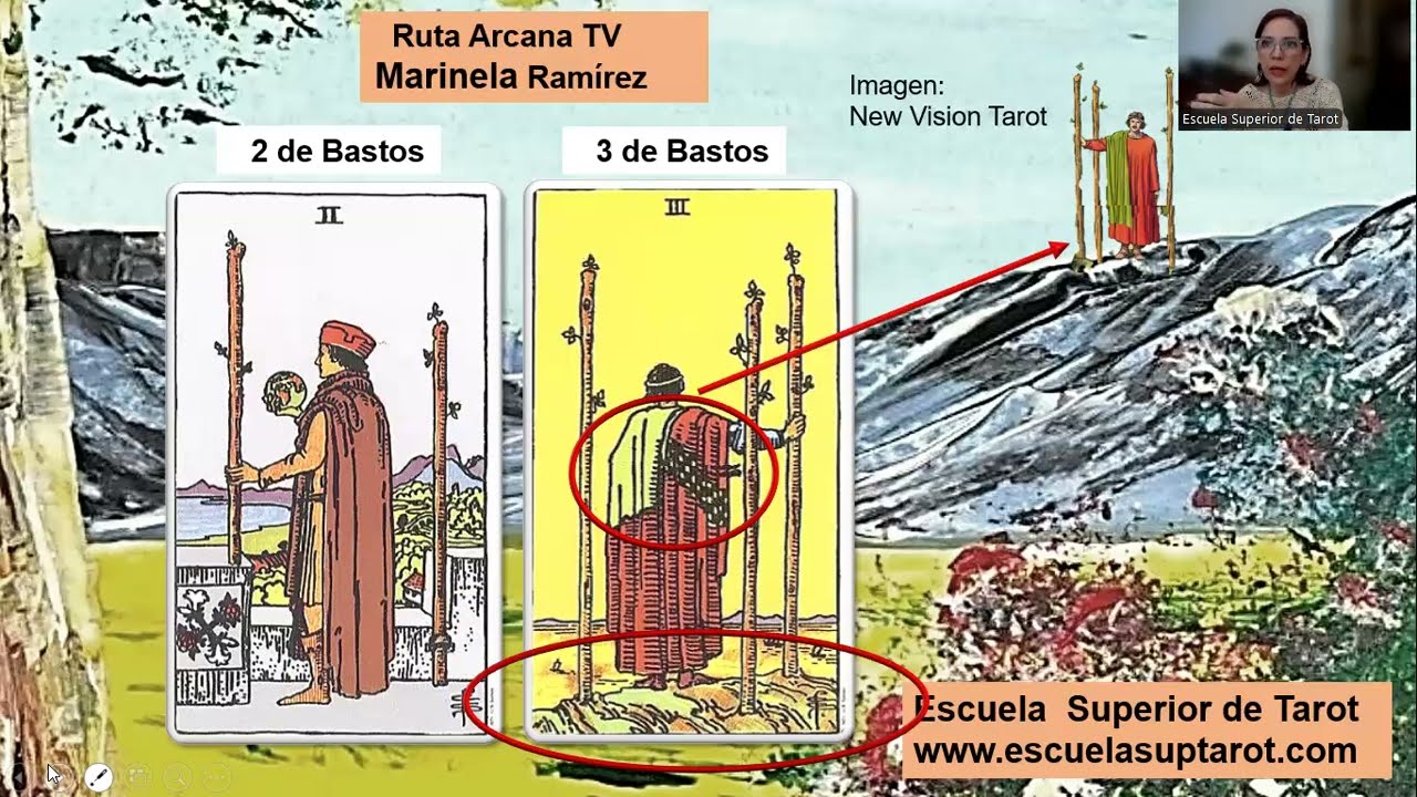 Video 196. Análisis comparativo: 2 y 3 de Bastos del Tarot Rider.