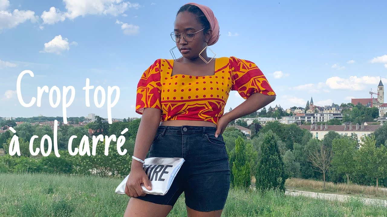 ✂️Coudre un crop top à col carré// Tissu nabawan✂️