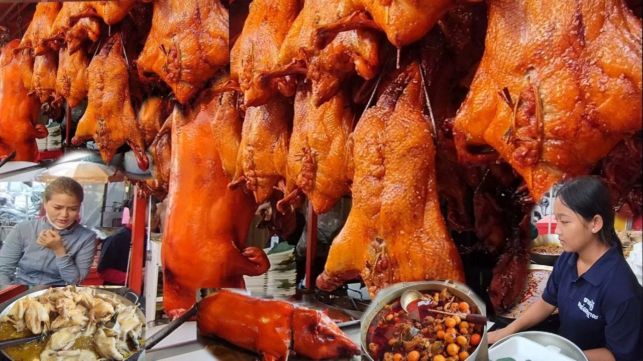 VERY Popular Cambodian Street Food - Whole Duck, Chicken Vegetables Soup, Grilled Duck & More