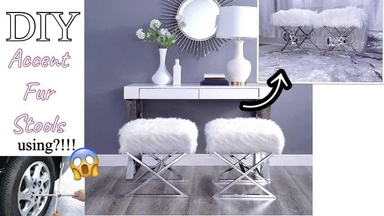 HOW I MADE ACCENT STOOLS USING OLD CAR ACCESSORIES! DIY ACCENT FUR STOOL