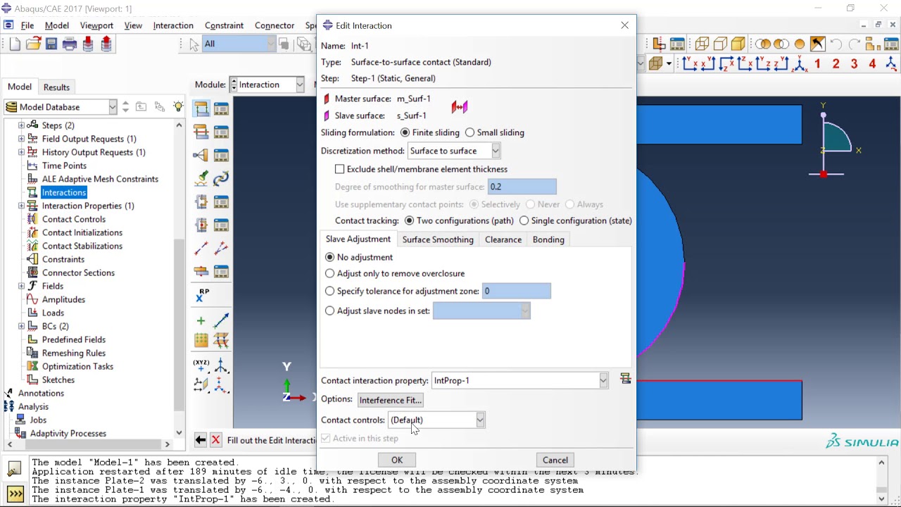 Simple Contact Example in Abaqus