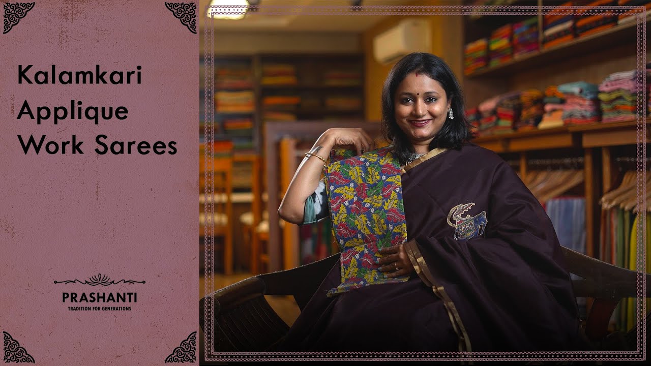 Kalamkari Applique Work on Silk & Silk Cotton Sarees by Prashanti