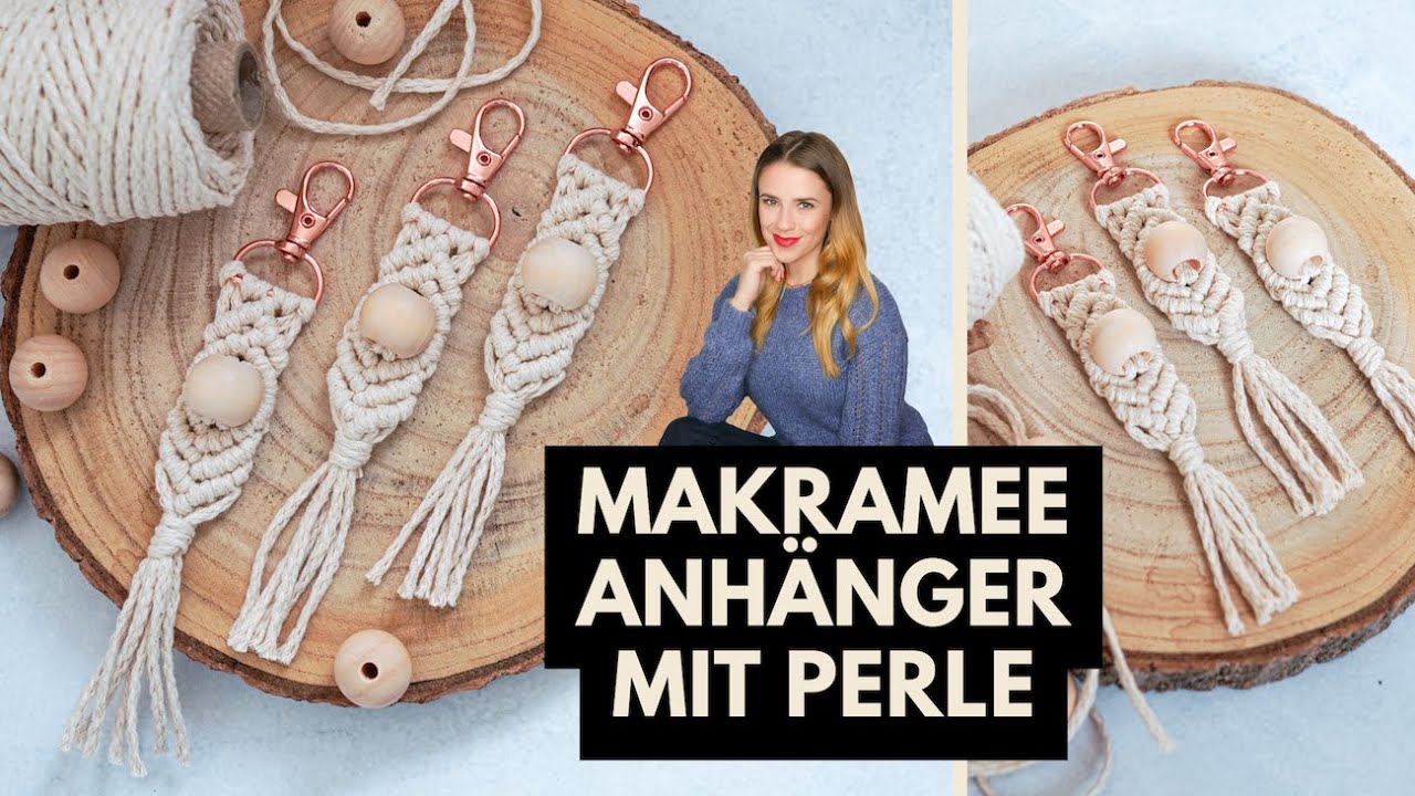 Makramee Schlüsselanhänger mit Perle Anleitung
