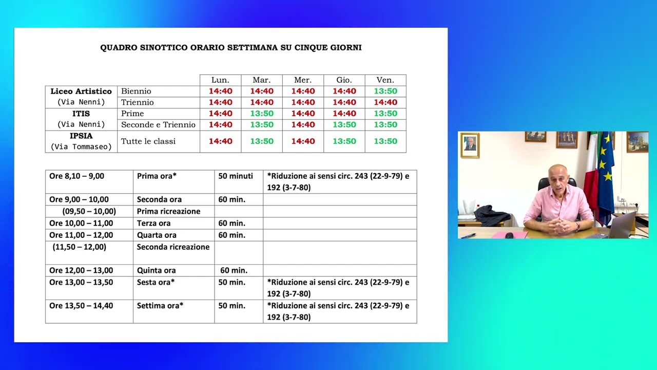 Video messaggio del DS