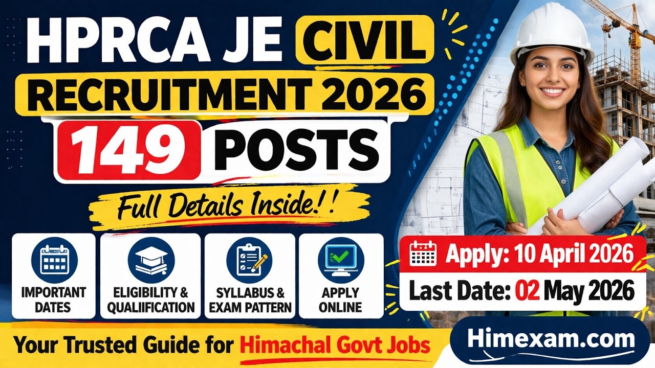 HPRCA JE Civil Recruitment 2026 | 149 Posts | Full Details, Eligibility, Syllabus & Apply Online