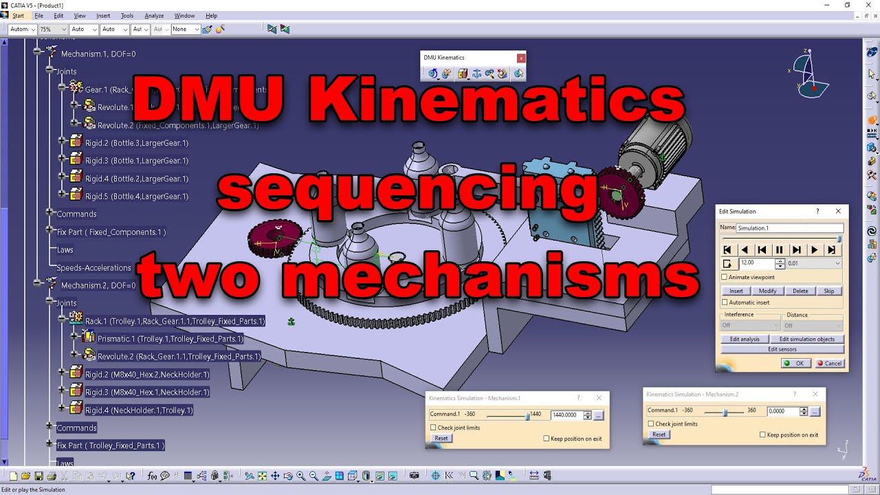 DMU Kinematics — последовательность двух механизмов