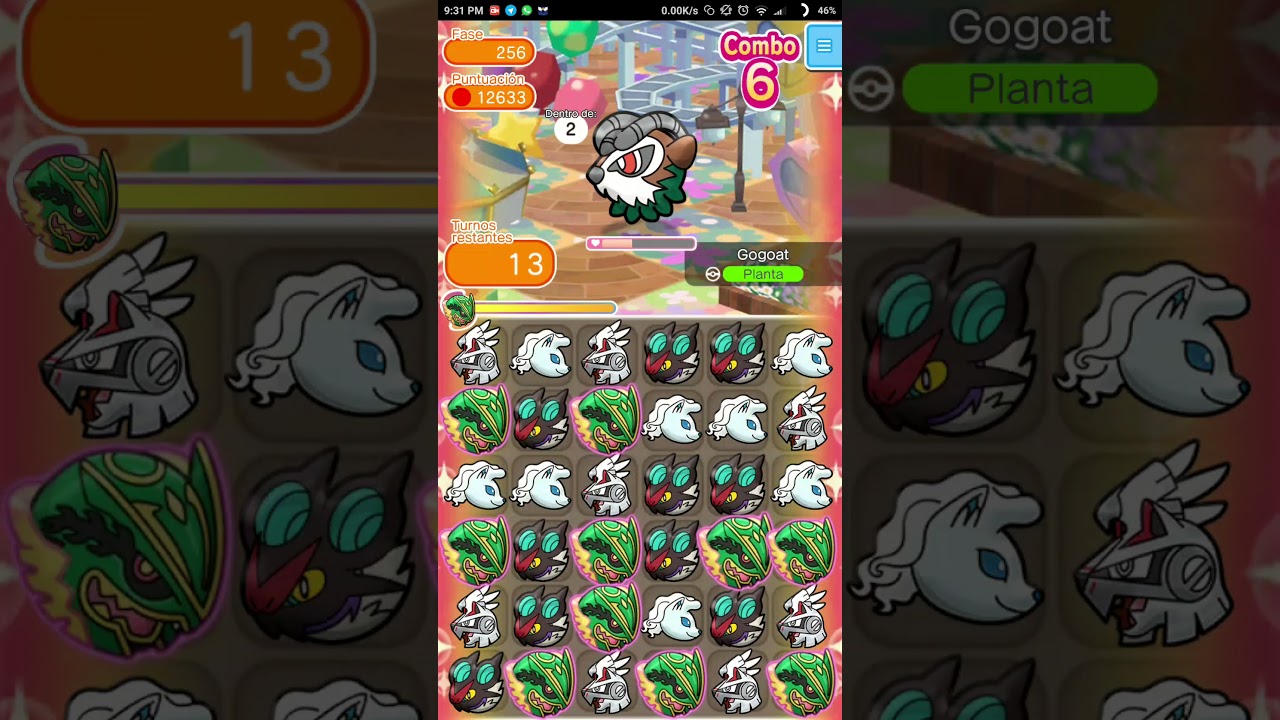 Pokémon Shuffle - Gogoat S Rank (Itemless). Stage 256.
