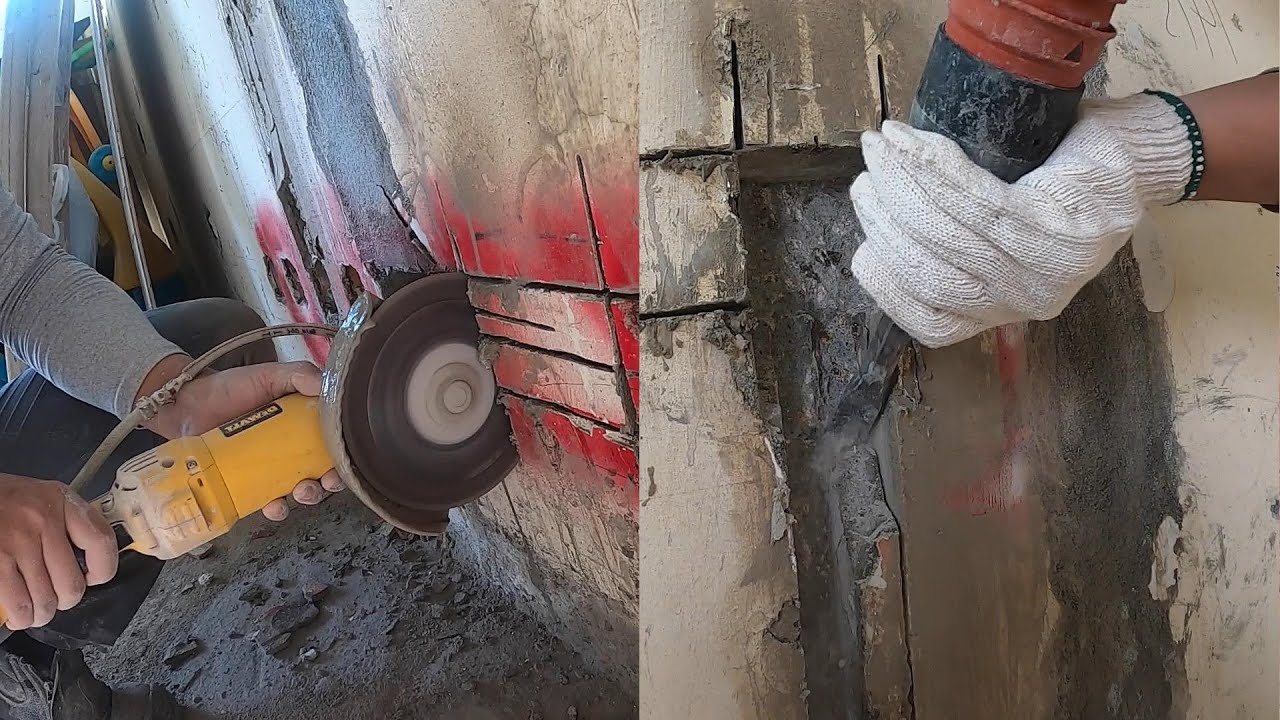 [一個裝修佬]界墻鑿坑 Cutting groove,Wall Cutting