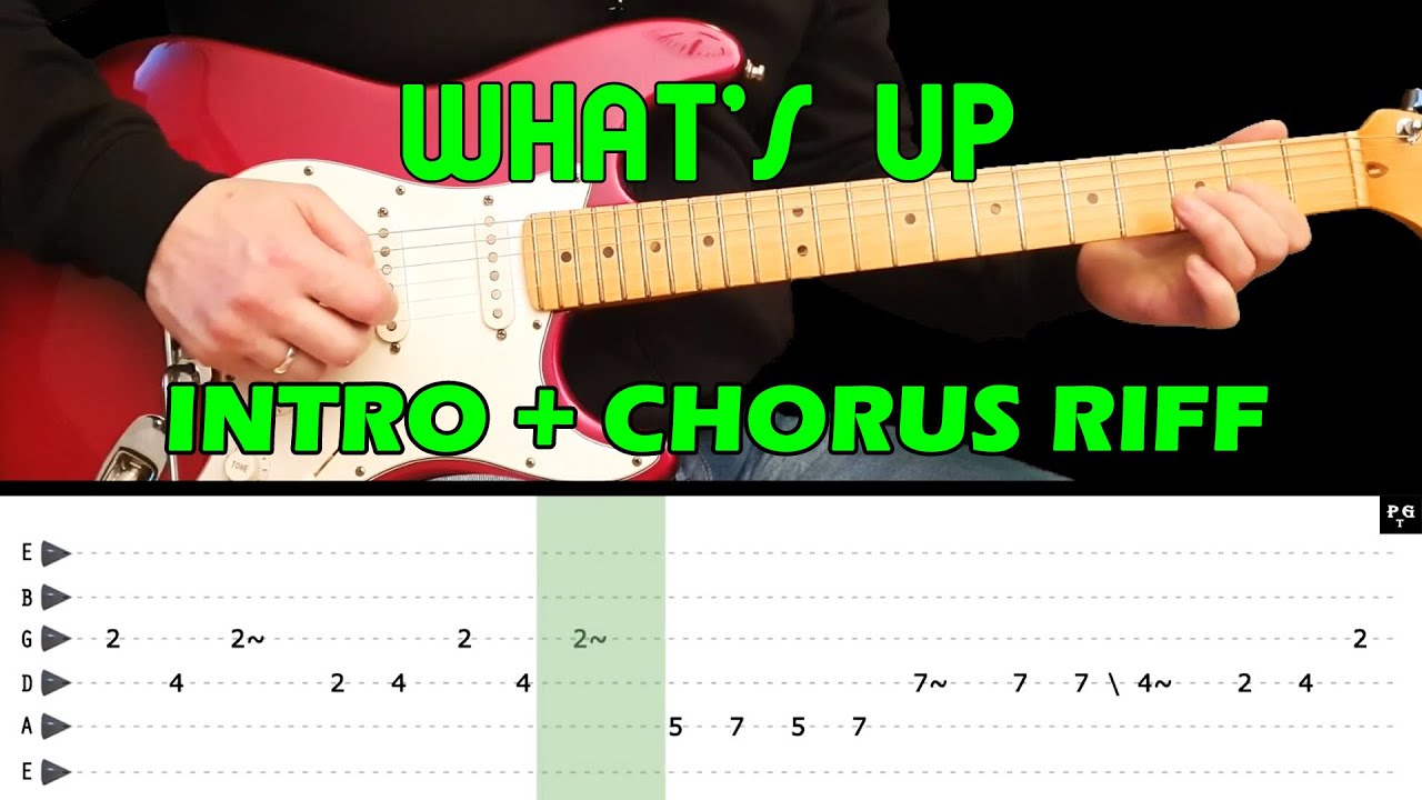 WHAT'S UP - Guitar lesson - Chorus Guitar Riff (with tabs) - 4 Non Blondes