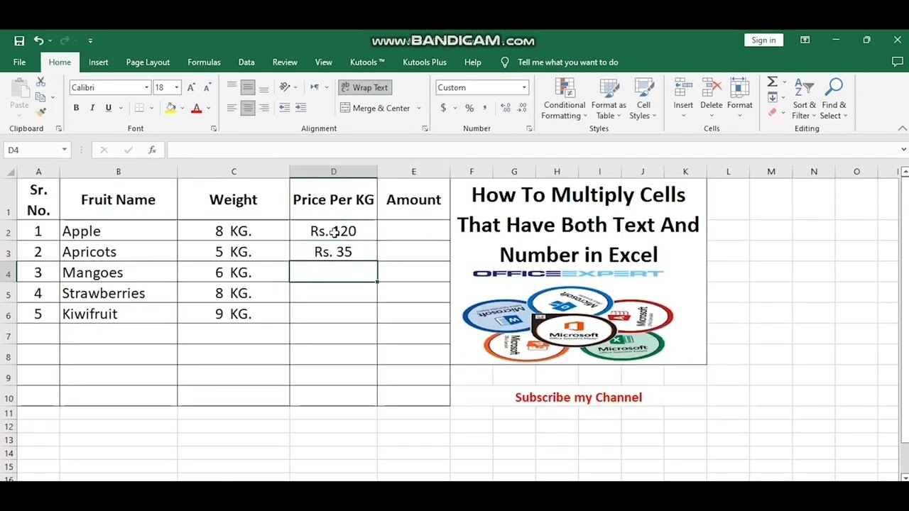 How to Multiply Cells That Have Both Text and Number in Excel