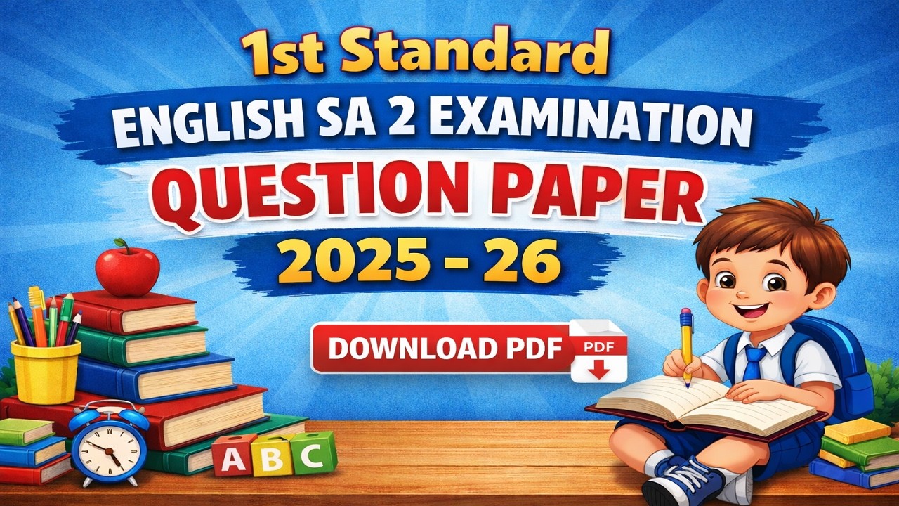 1st Standard English SA 2 Examination Question Paper 2025 26