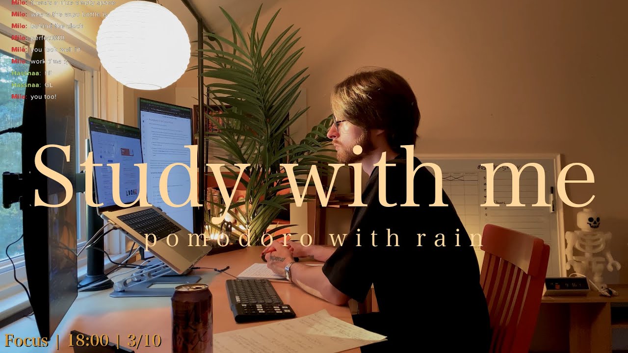 [LIVE🔴] study with me! 📚 | 25/5 pomodoro w/ rain 🌧️