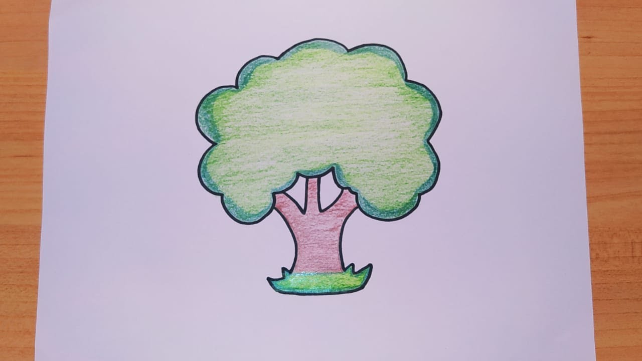 رسم للاطفال/رسم شجرة/رسم شجرة سهل خطوة بخطوة / رسم سهل / تعليم الرسم للمبتدئين/رسم وتلوين