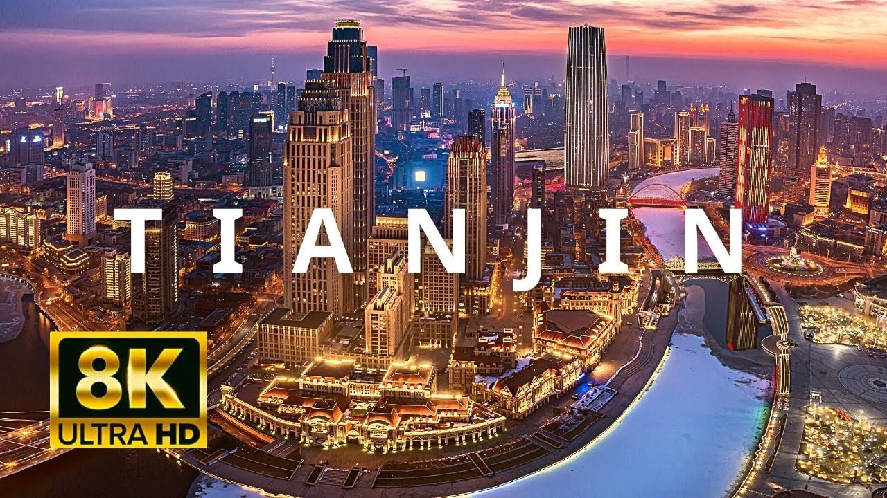 Tianjin, China 🇨🇳 in 8K ULTRA HD 60FPS at night by Drone