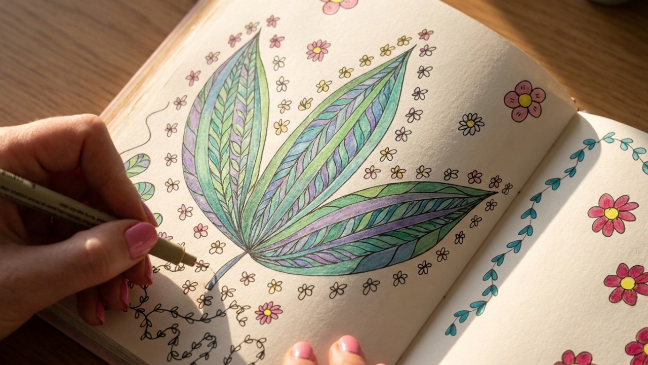 How to doodle peaceful leaves + music