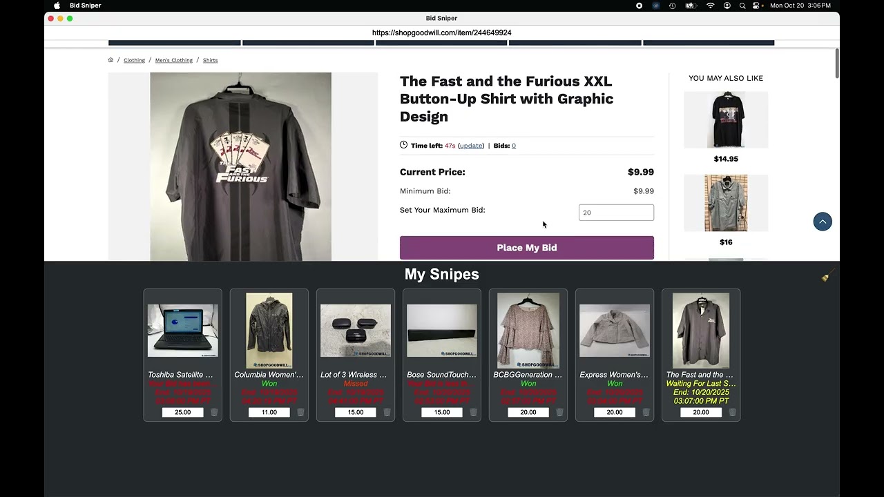 Goodwill Auction Bot: Win Auctions Last Second 🕐 | ShopGoodwill Sniper Demo