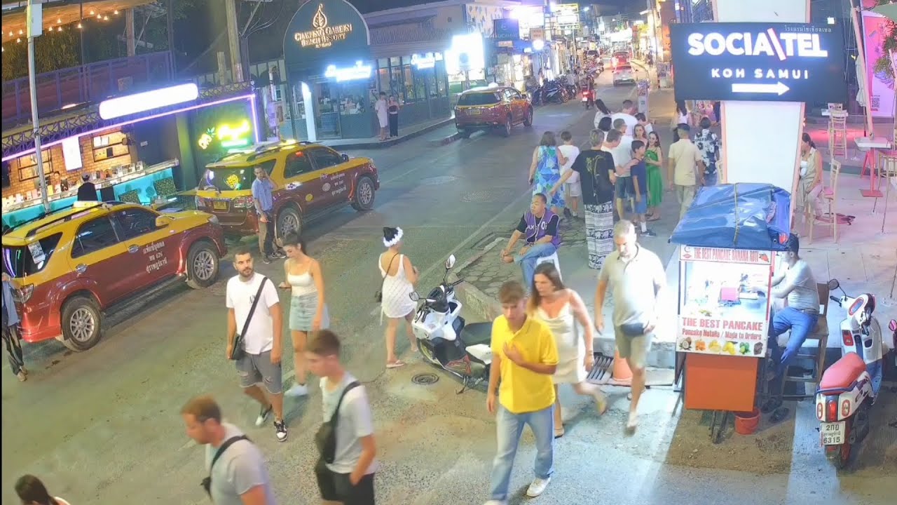 Livecam4k | Koh Samui Street Night Life | Koh Samui Thailand 🇹🇭 4k