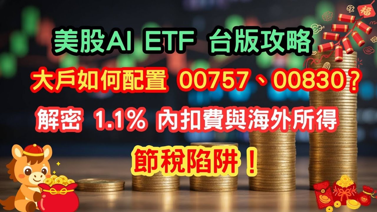 台版美股AI ETF大戶如何配置 00757、00830？解密1.1%內扣費與海外所得節稅陷阱#資產配置 #超額報酬 #00757 #00830 #00762 #00991 #00989A #節稅