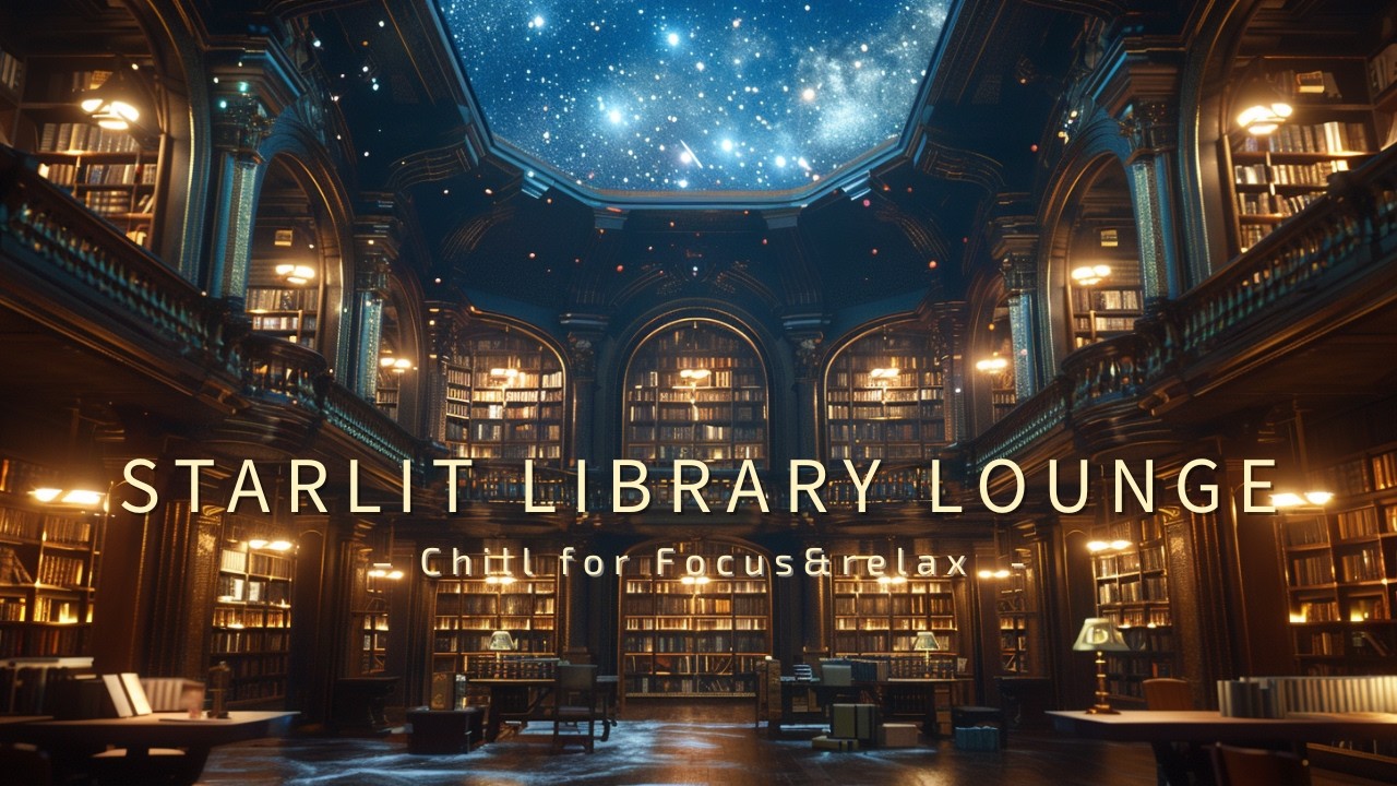 【Focus & Relax】Starlit Library Lounge | 1 Hour Calm Electric Piano Ambience