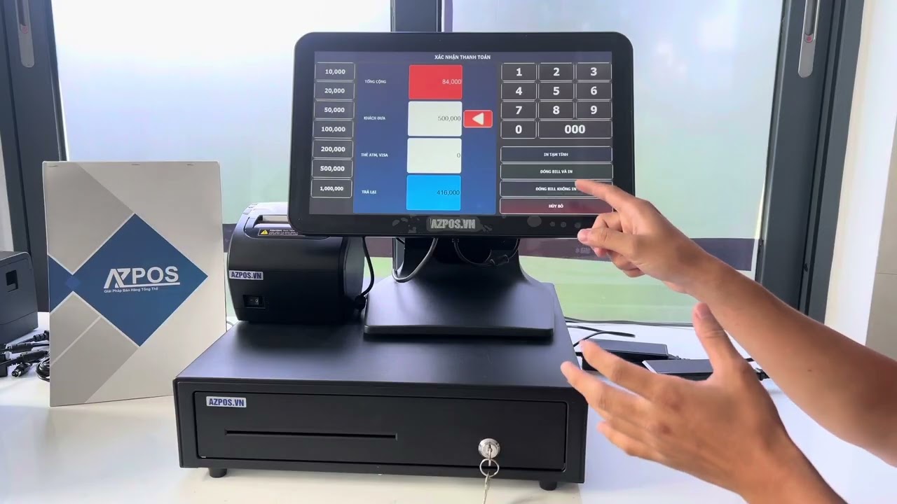Azpos.vn Máy Tính Tiền Bán Hàng Thu Ngân Cà Phê Nhà Hàng Quán Ăn Trọn Bộ Dễ Sử Dụng Lắp Đặt Nhanh