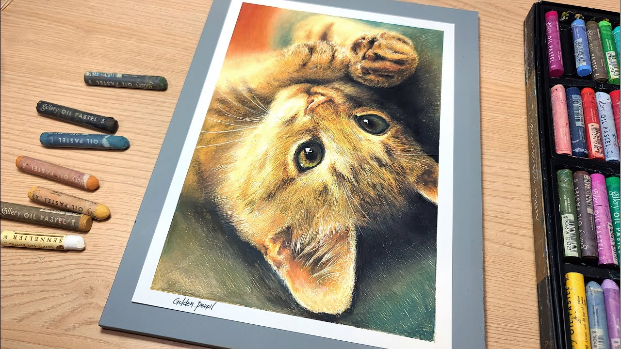 오일파스텔로 귀여운 고양이 그리기 /Drawing a cute cat with oil pastel