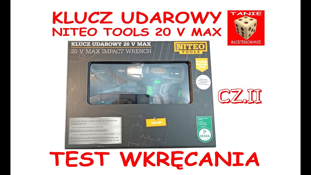 Klucz udarowy NITEO TOOLS 20 V MAX jako zakrętarka TEST
