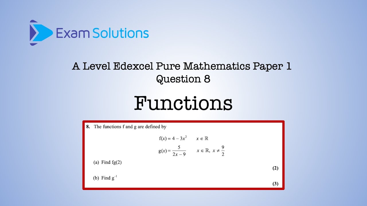 Экзаменационный бланк A-level Edexcel, июнь 2024 г., вопрос 8 - Функции | ExamSolutions